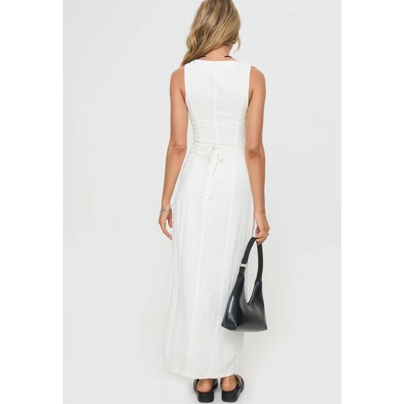 Princess Polly SUMMER SEASON LINEN BLEND MAXI DRESS WHITE Size 6 Nwot - Picture 7 of 8